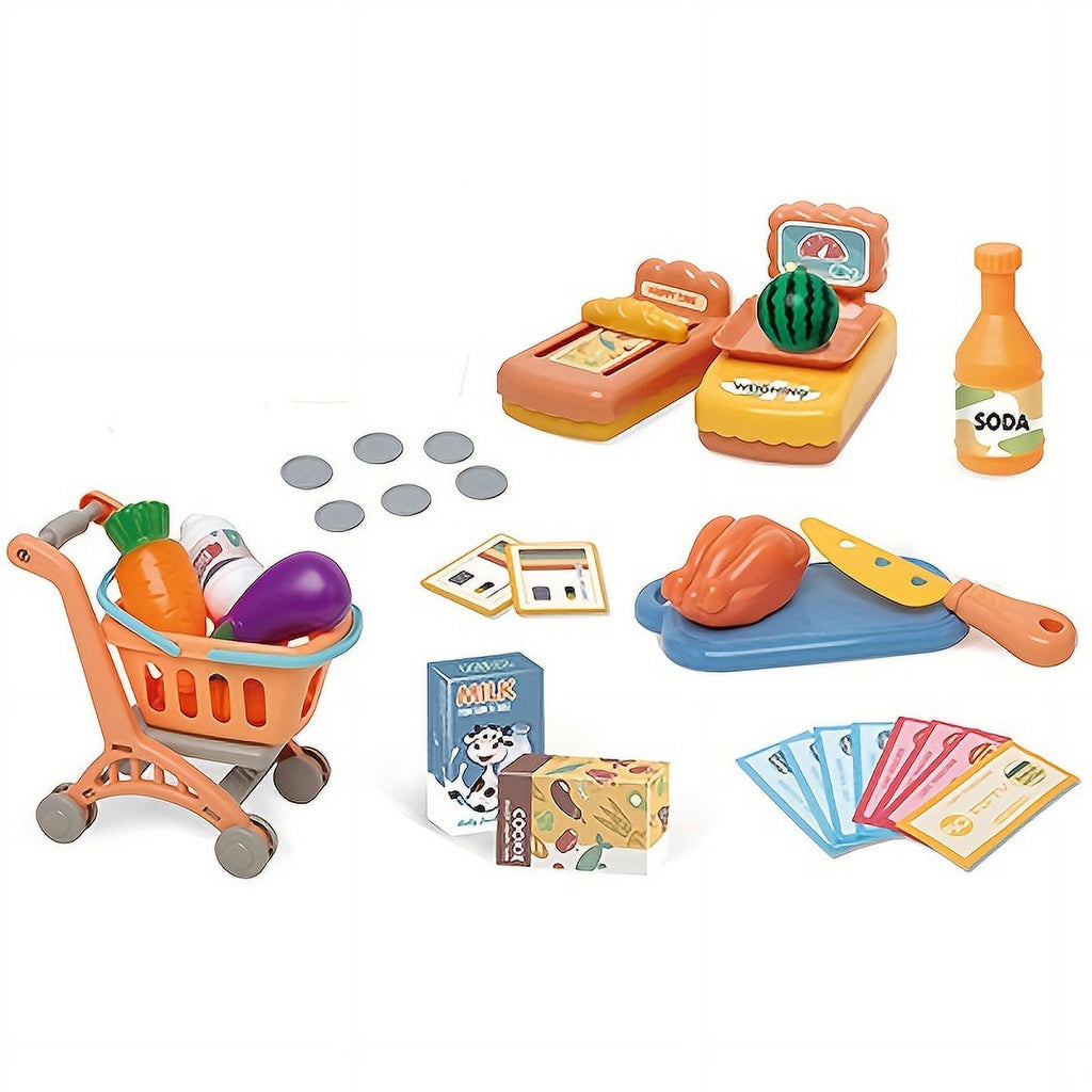 Kids Toy Cash Register with Scanner Play Food Pretend Play Money E359