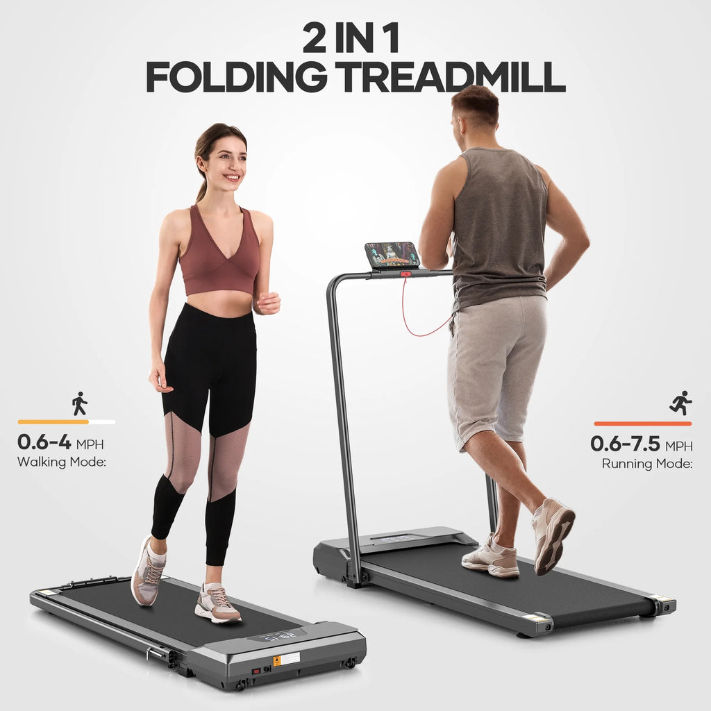2 in 1 Folding Treadmill 7.5 MPH with Remote Control F951