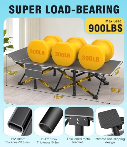 Black Folding Camping Cot with Carry Bag Y271774