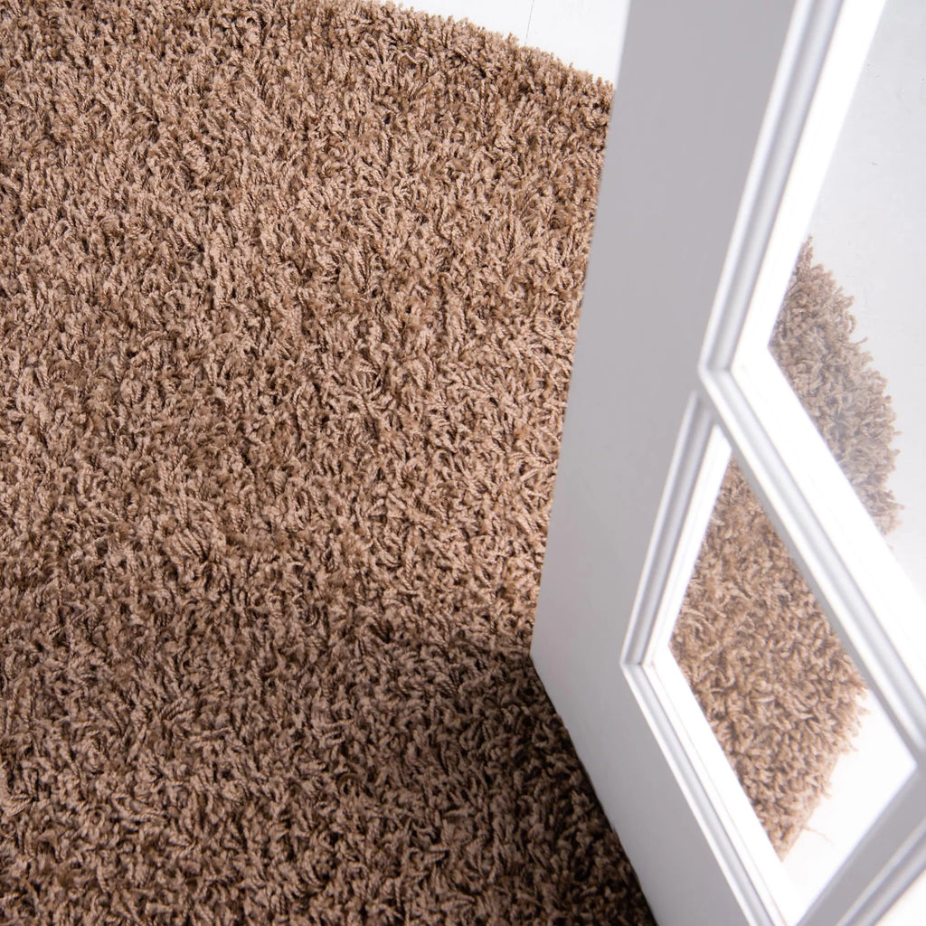 5 Ft Round Sandy Brown Shag Rug T942849