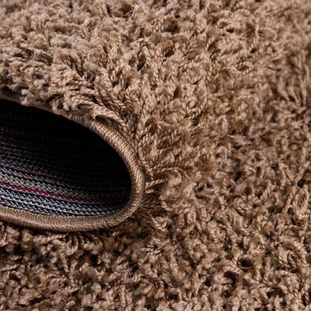 5 Ft Round Sandy Brown Shag Rug T942849
