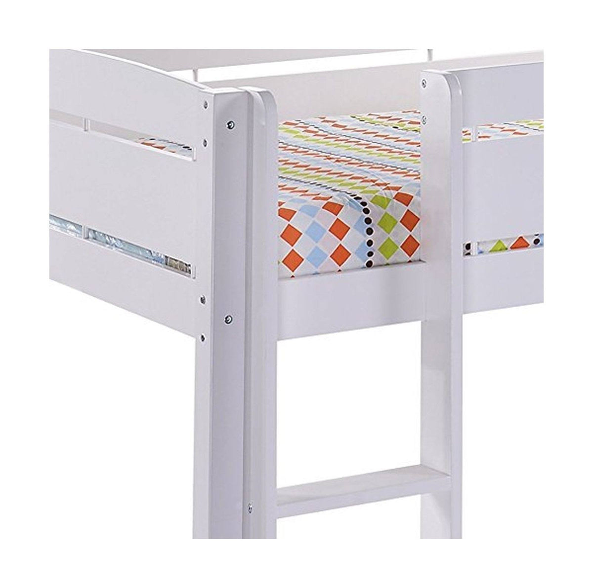 White Wood Loft Bunk Bed M3598