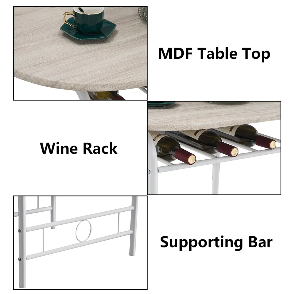 3 Pieces Dining Table Set with Chair for 2 W721