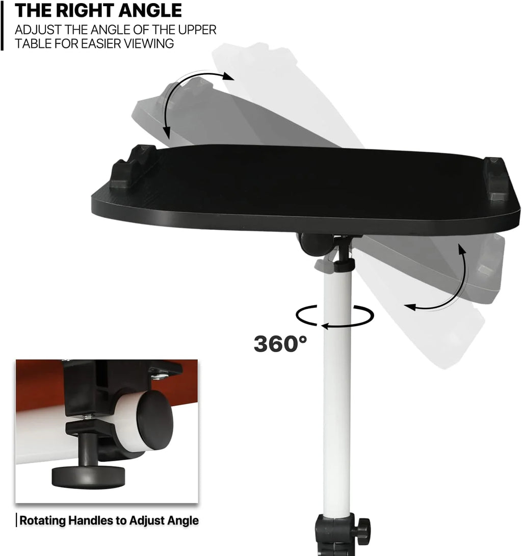 Black Adjustable Height Mobile Laptop Desk with Wheels N2375