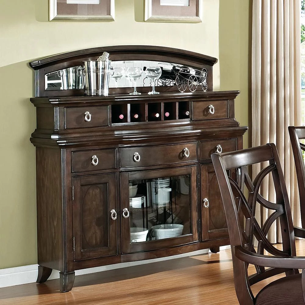 Dark Walnut Wood 8Pcs Dining Table Set R156