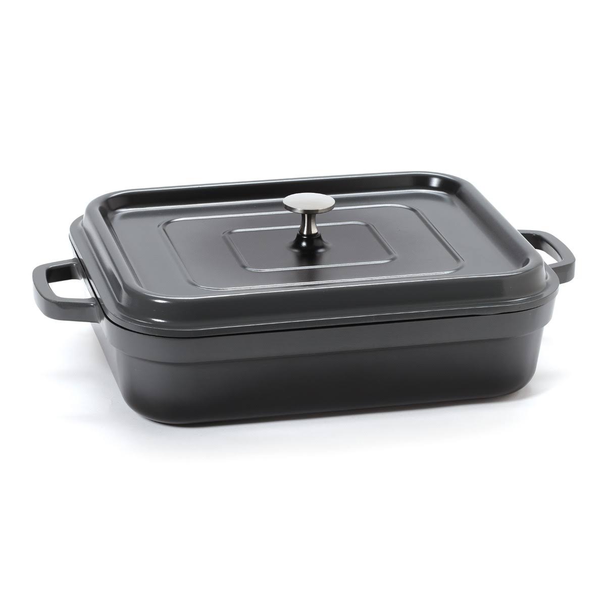 Lightweight Cast Aluminum Roaster Pan with Lid, 5 Quart, Gray U566378