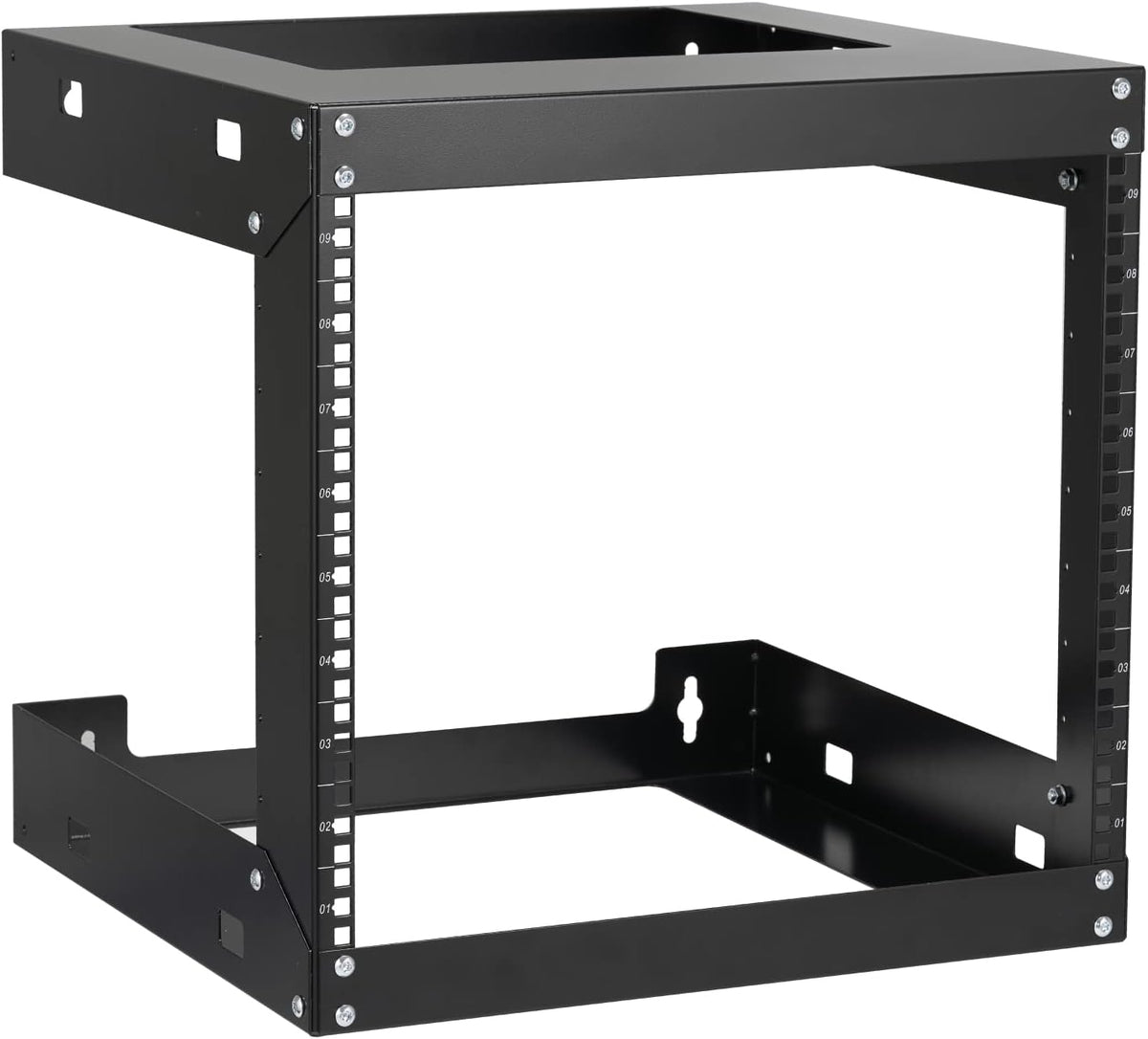 Black 12U 19 Inch 2 Post Wall Mount Open Frame Network Cabinet D471
