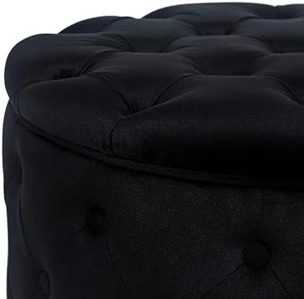 24.8" Round Velvet Tufted Ottoman K117312