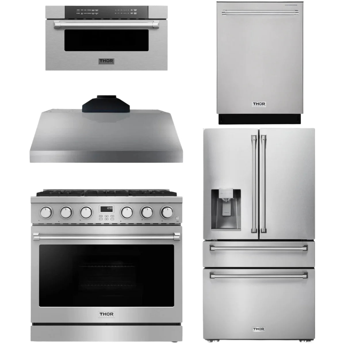 36 Gas Range, Range Hood, Refrigerator, Dishwasher and Microwave B284