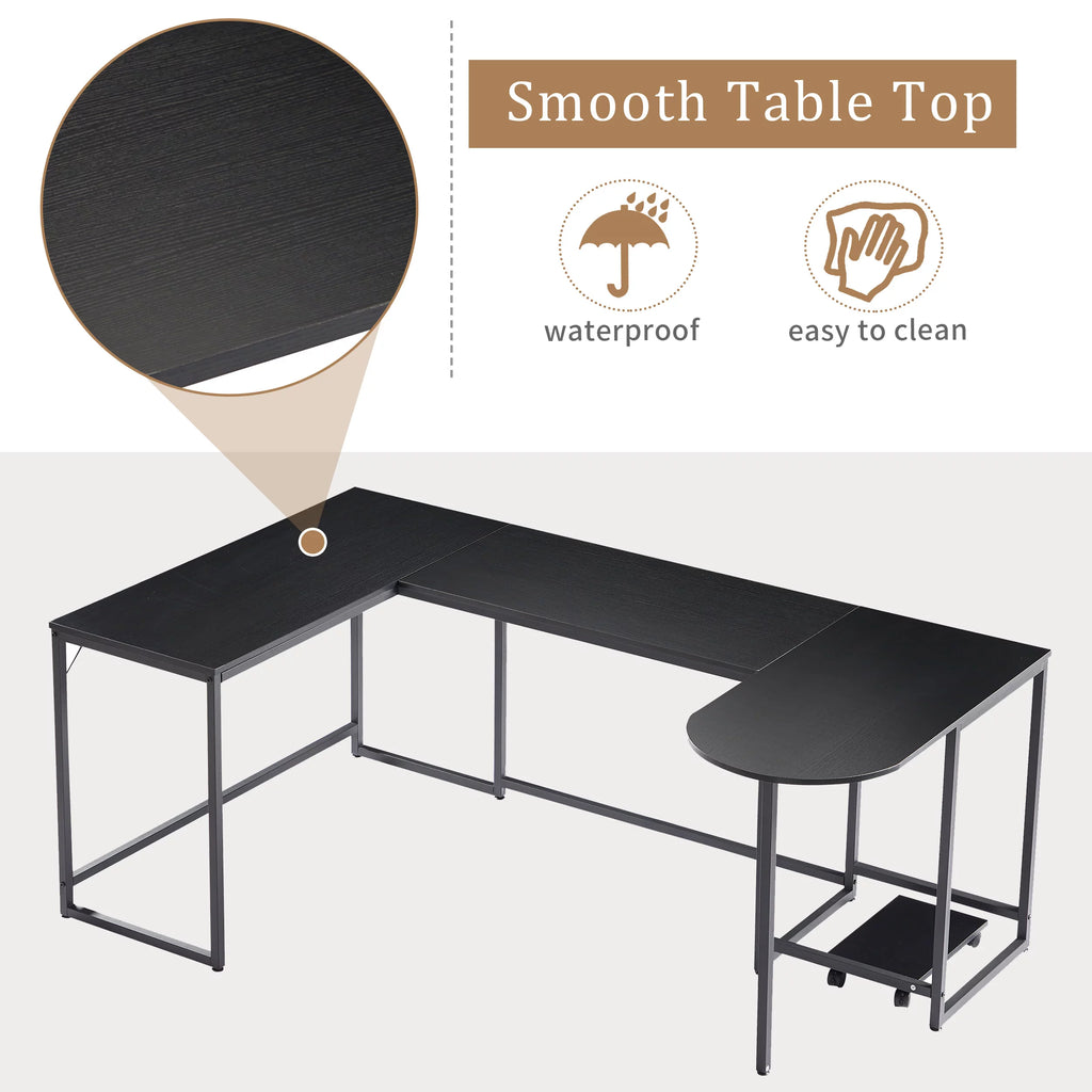 Black U-shaped Computer Desk with CPU Stand E755