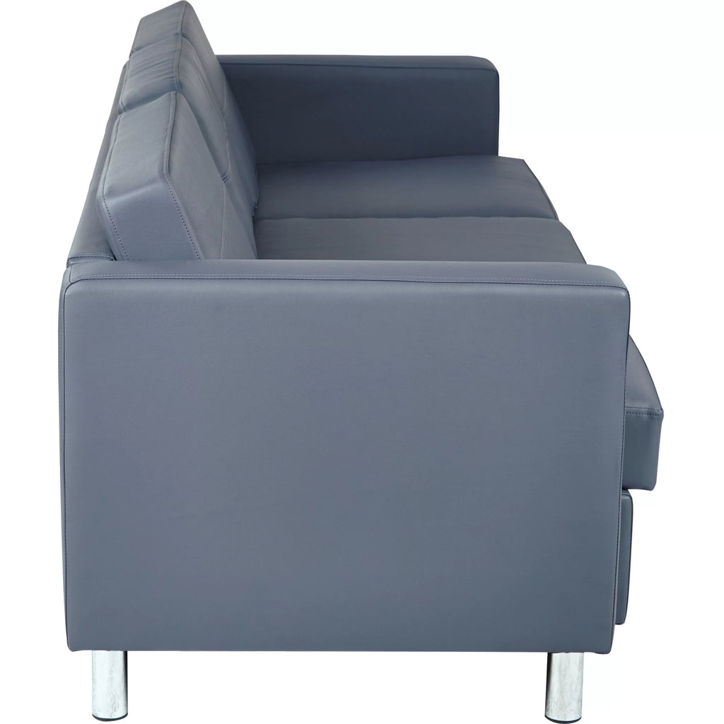 Blue Vinyl Sofa Couch with Box Spring Seats N650