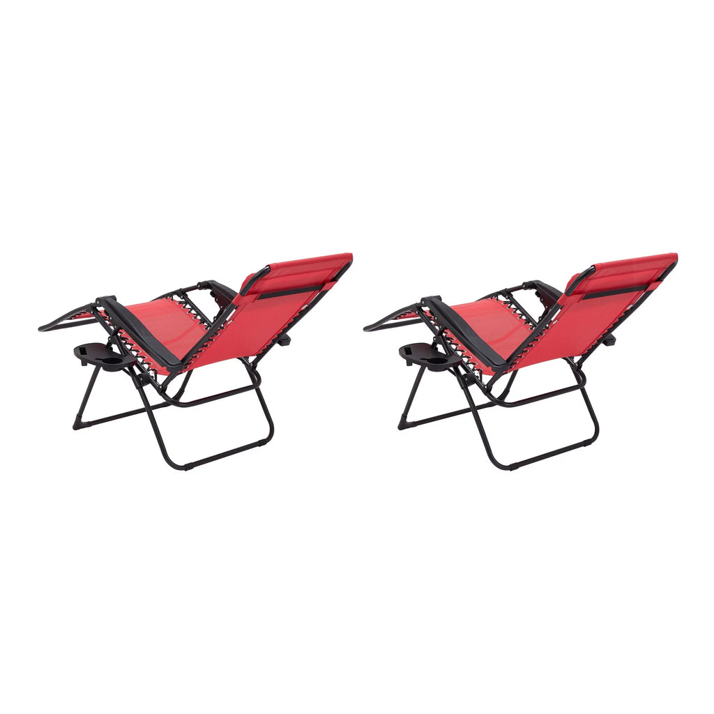 Zero-Gravity Lounge Chair with Pillow and Cup Holder Set of 2 M524124