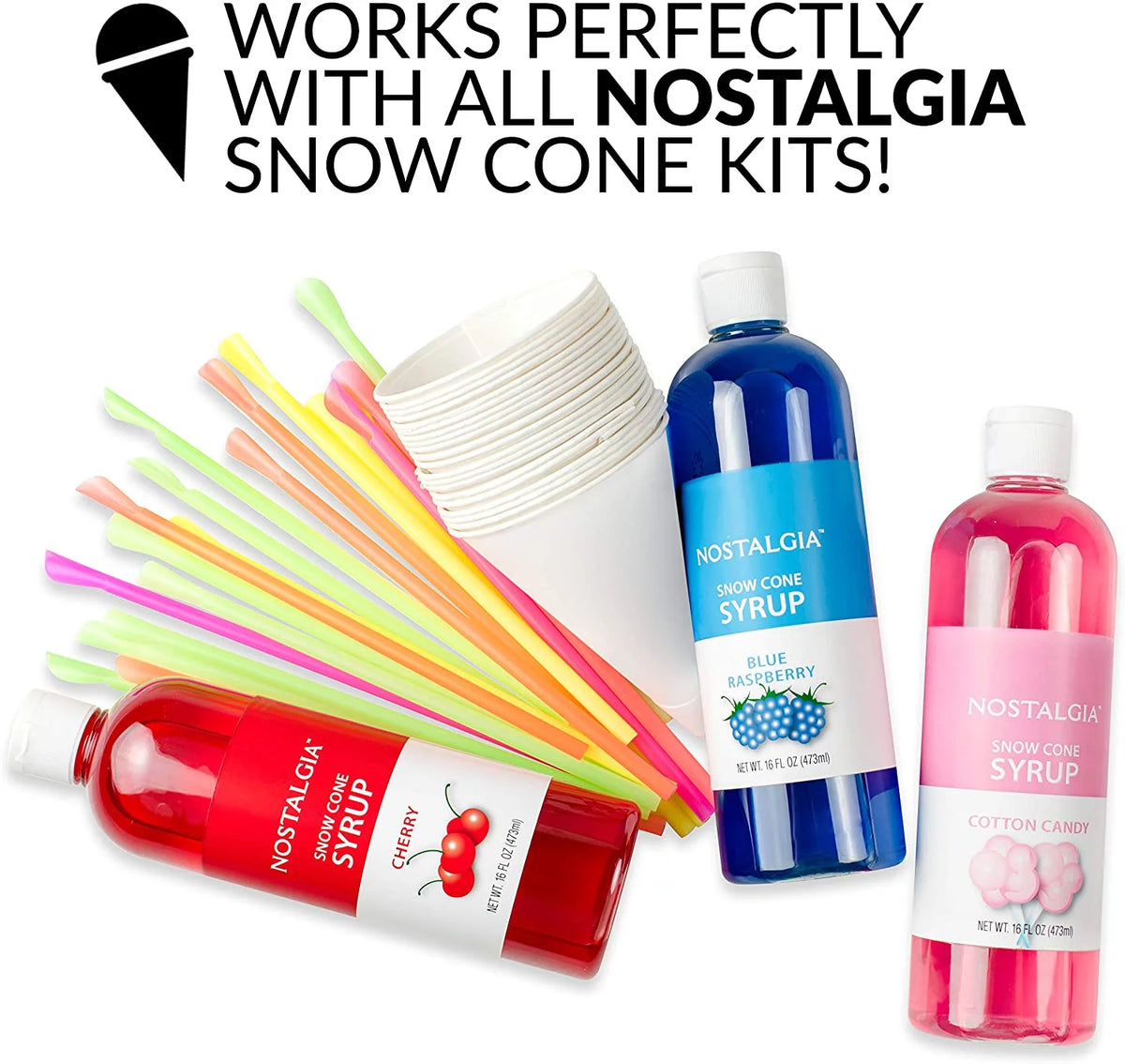 Retro Snow Cone Maker with 2 Reusable Cups & Ice Scoop N430069