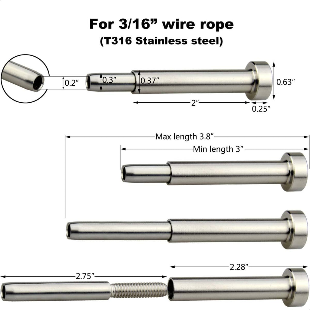 20 Pcs 3/16 Invisible Turnbuckle Kit T316 Stainless Steel Cable Railing Hardware Kit U2986