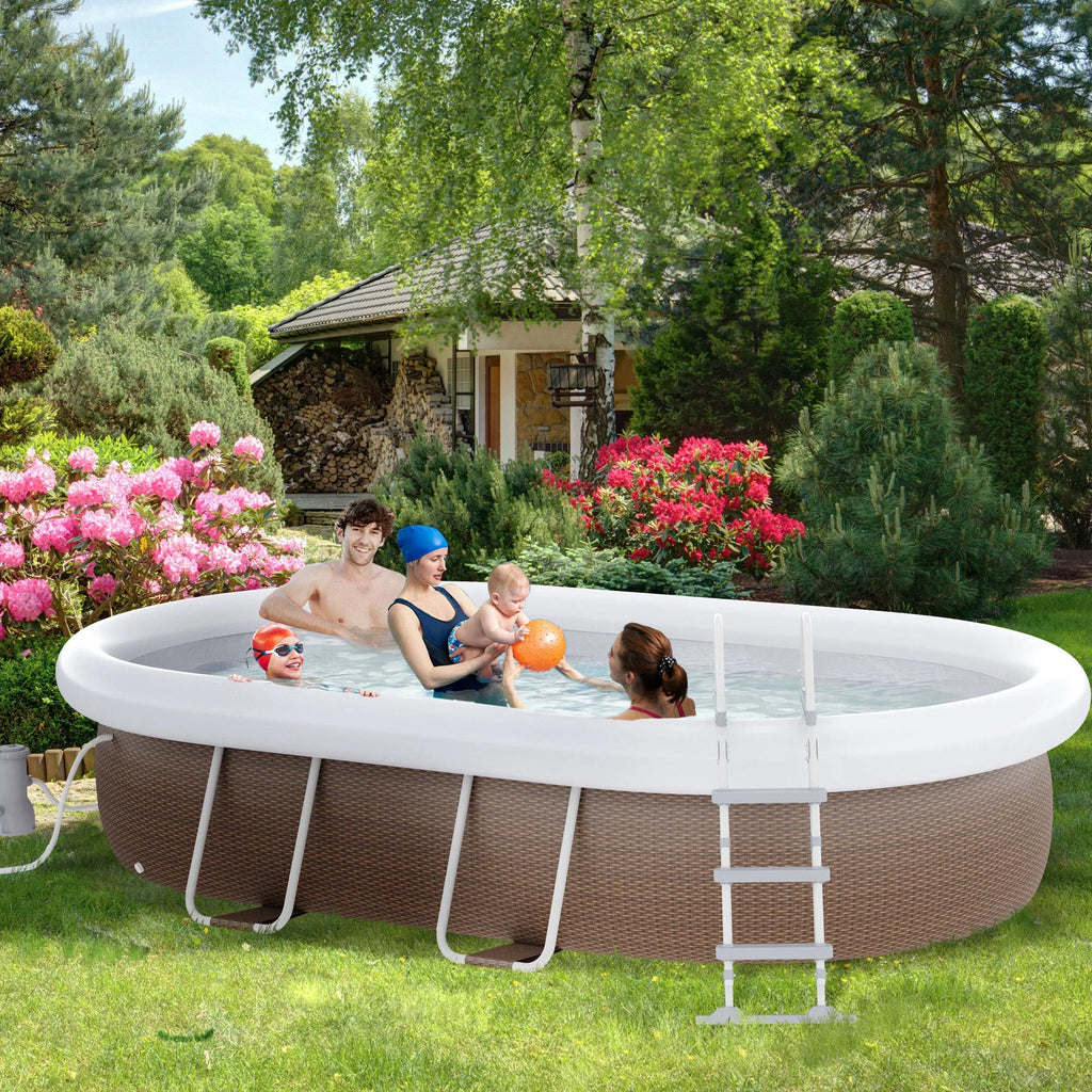 Brown Semi-Inflatable Frame Swimming Pool N45760