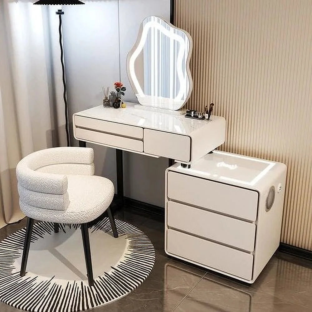Vanity Bedroom Dressing Table Makeup Mirror Wood Storage S494832