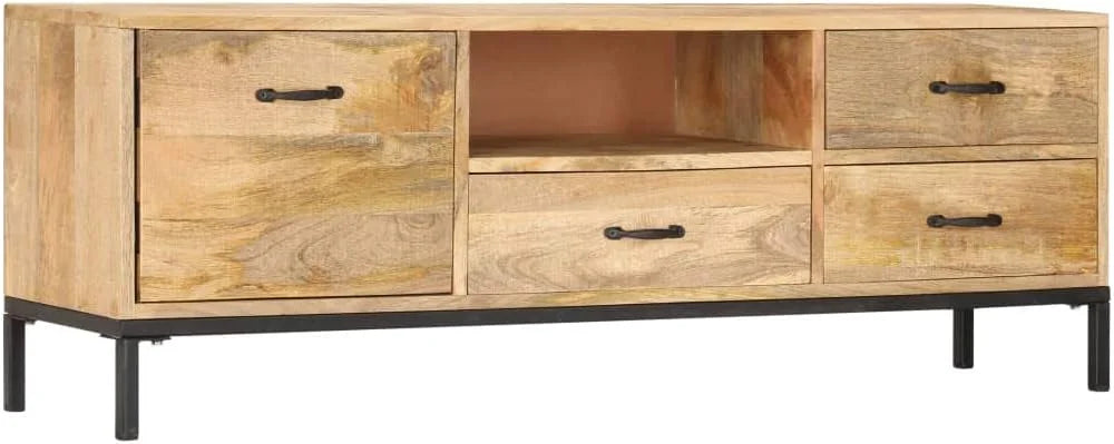Solid Mango Wood TV Stand with Iron Tube Legs E922060