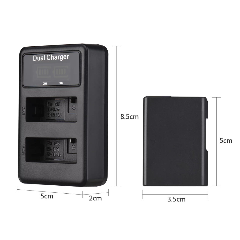7.4V 1500mAh Camera Battery 2pcs with LED Dual Charger P5630