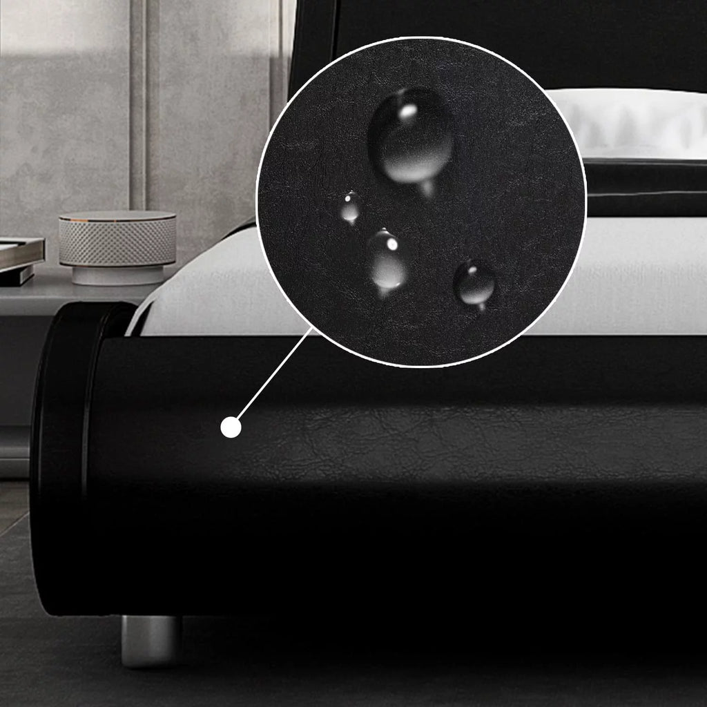 Queen Size Platform Bed Frame with Adjustable Headboard Q668955