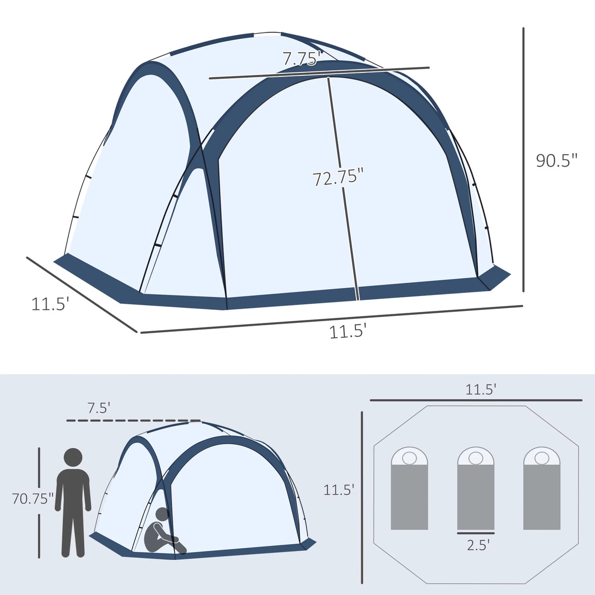 Camping Tent for 6-8 Persons with Carry Bag X95649