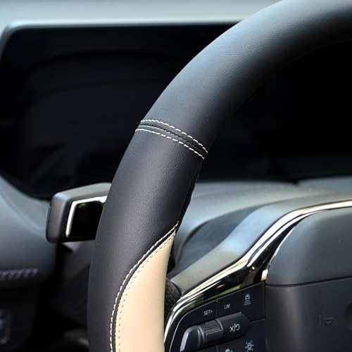Microfiber Leather Steering Wheel Cover 15 inch Black A850
