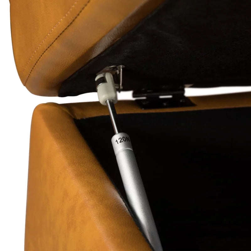 Ginger Leather L-Shaped Sectional Sofa with Chaise Storage Ottoman Q5648