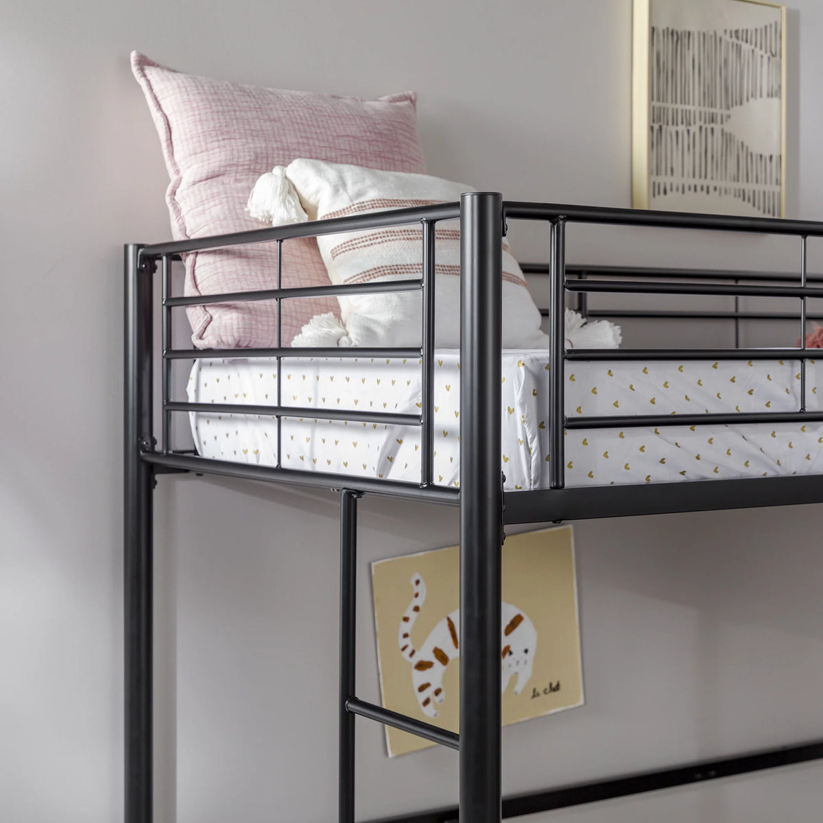 Black Twin Metal Loft Bed E439665