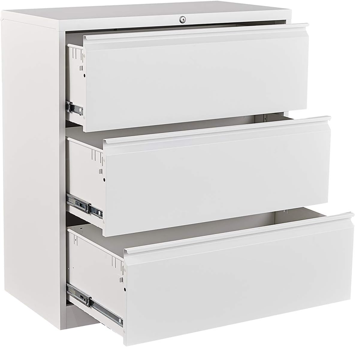 White 3 Drawer Metal Lateral File Cabinet with Lock M502