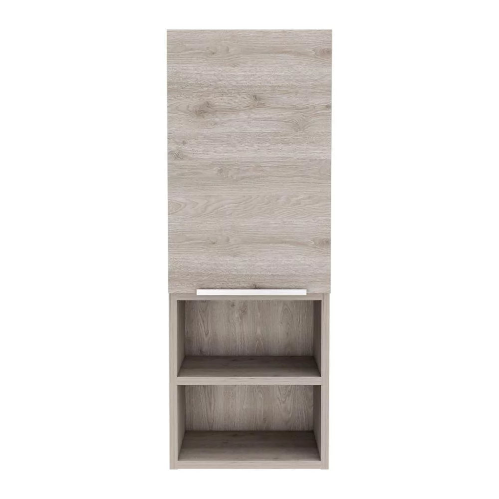 Light Gray Single Door Bathroom Cabinet with Two Open Shelves P156