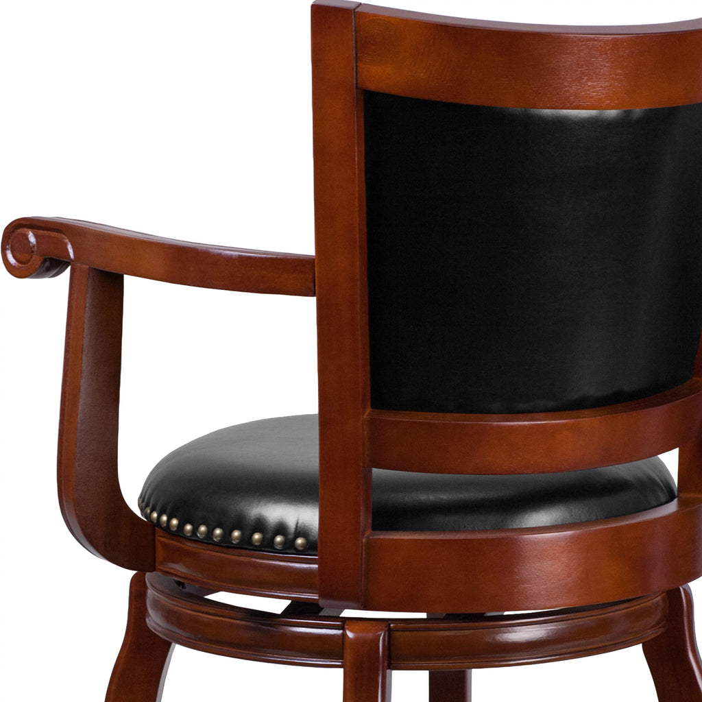 30'' High Cherry Wood Barstool with Arms R921408