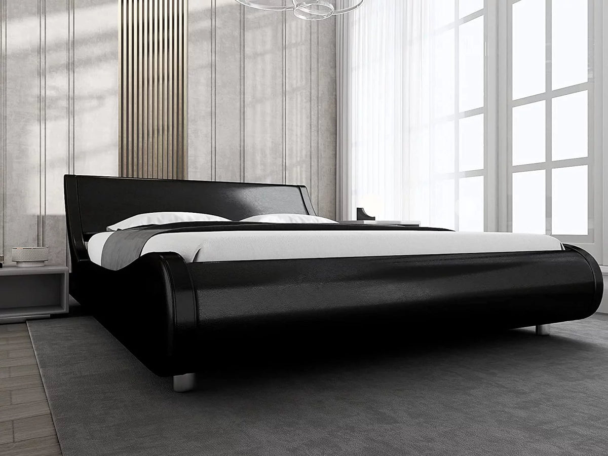 Queen Size Platform Bed Frame with Adjustable Headboard Q668955