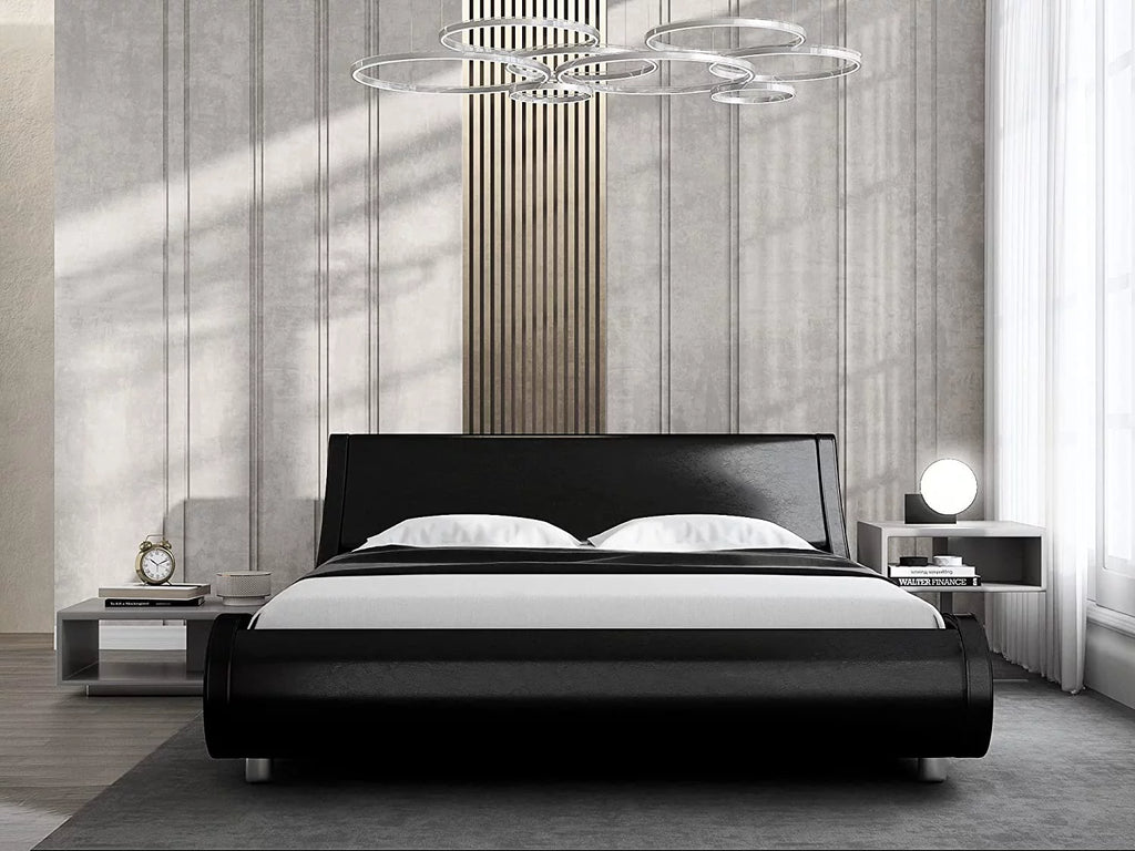 Queen Size Platform Bed Frame with Adjustable Headboard Q668955