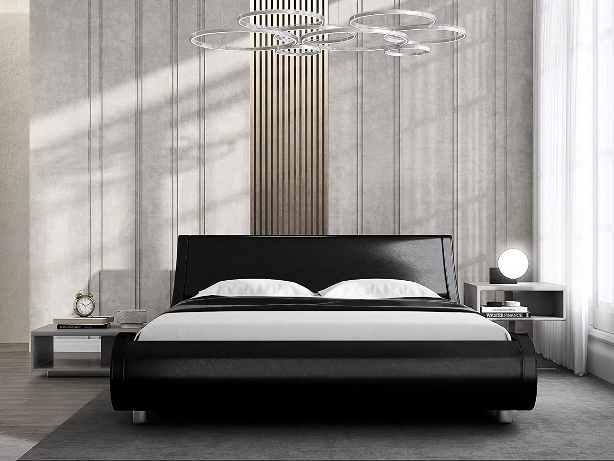 Queen Size Platform Bed Frame with Adjustable Headboard Q668955
