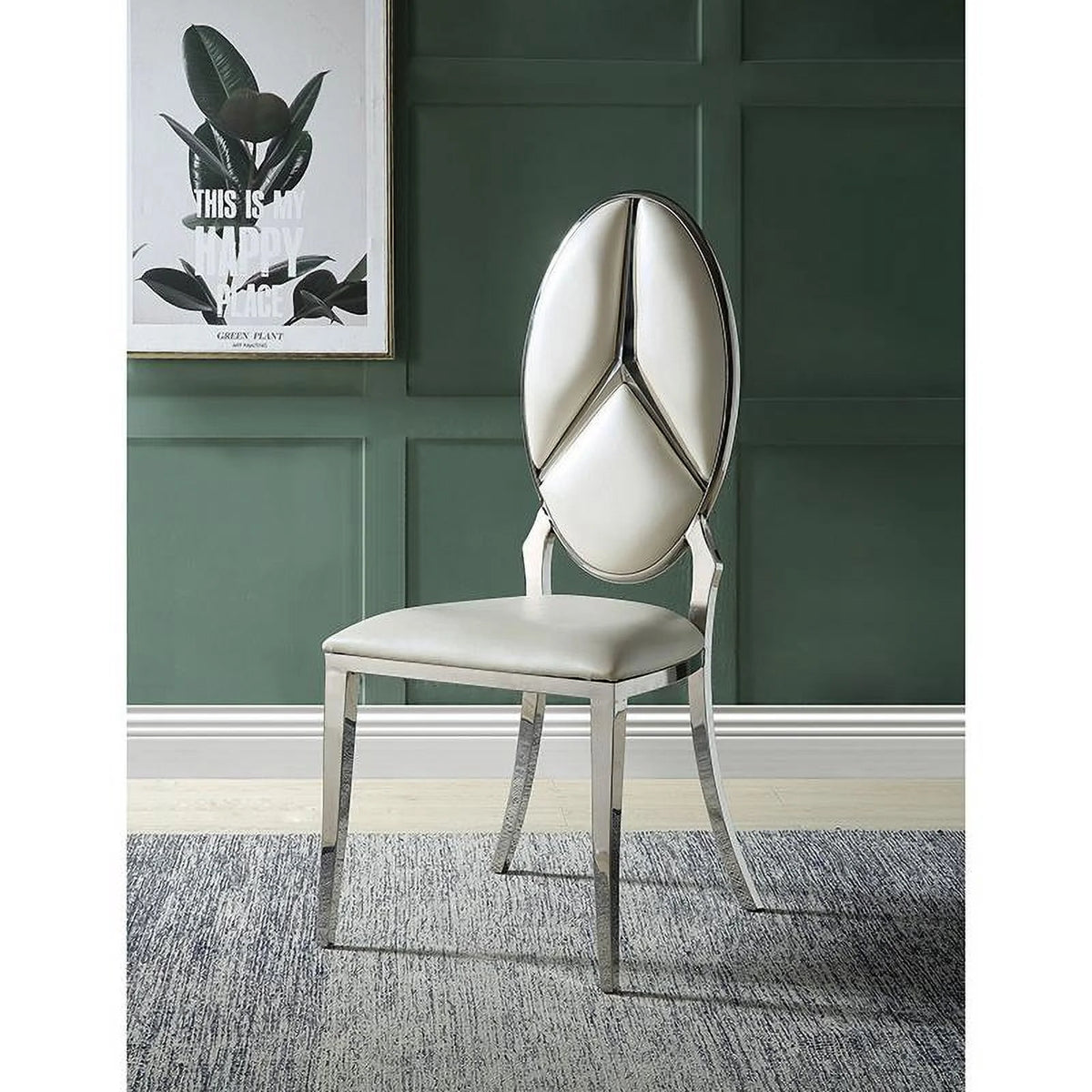 Beige Faux Leather Side Chair Set of 2 B481