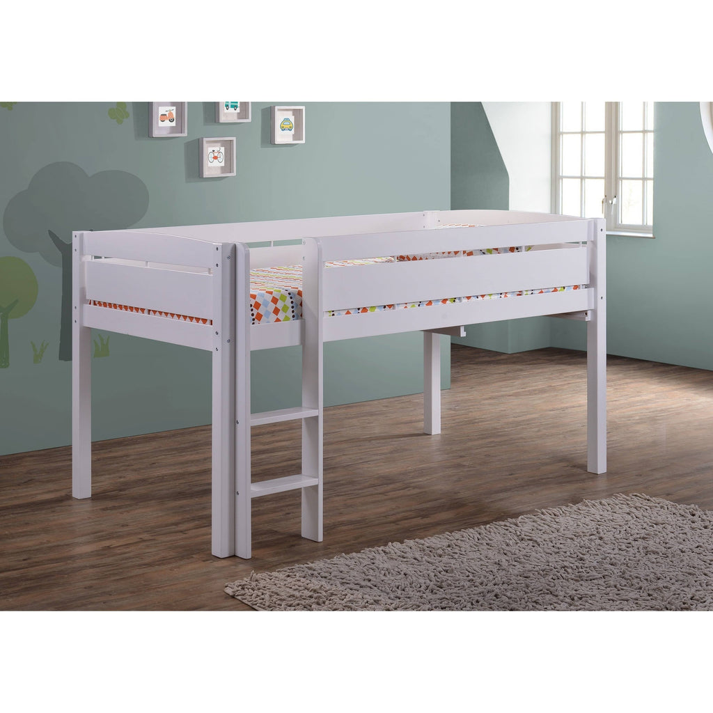 White Wood Loft Bunk Bed M3598
