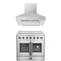 36 Electric French Door Range and Wall Mount Range Hood B979