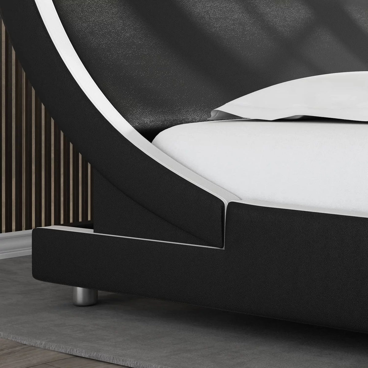 Queen Size Platform Bed Frame with Adjustable Headboard Q668955