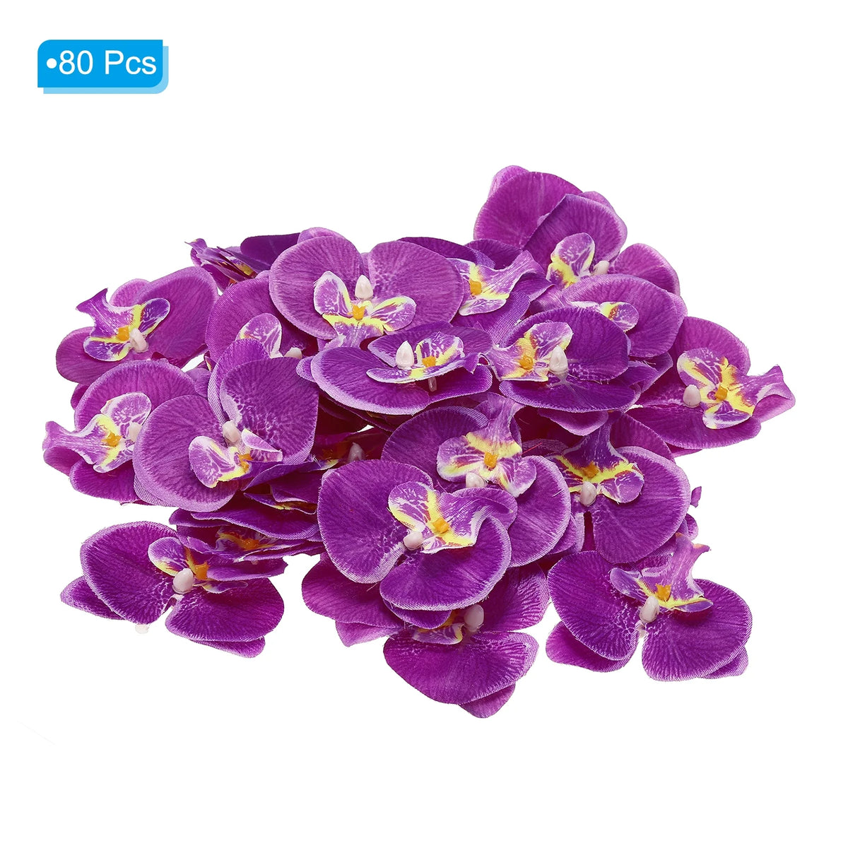 80Pack 2.8" Artificial Silk Butterfly Orchid Flower Heads Dark Purple O85095