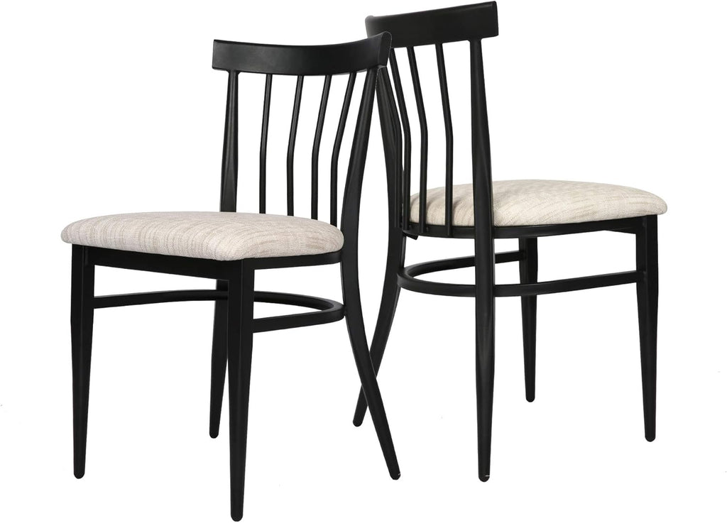 Set of 2 Metal Kitchen Dining Chair with Wood Seat L23433