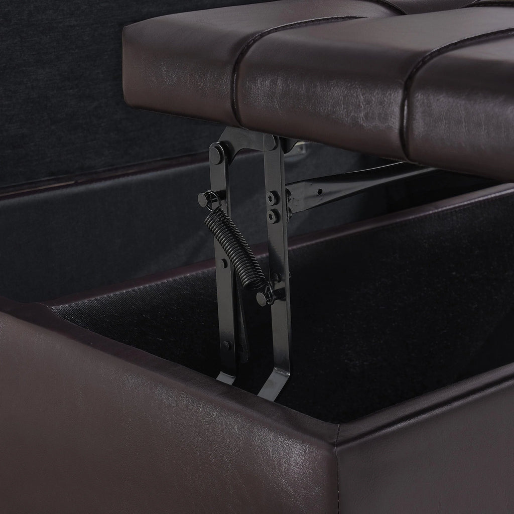 Large Square Faux Leather Storage Ottoman J27966