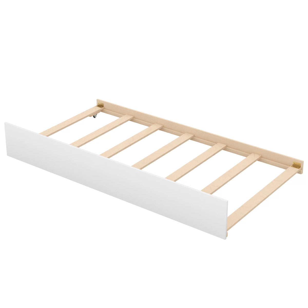 White Wood Twin over Twin Bunk Bed with Trundle and Storage Stairs Q323598