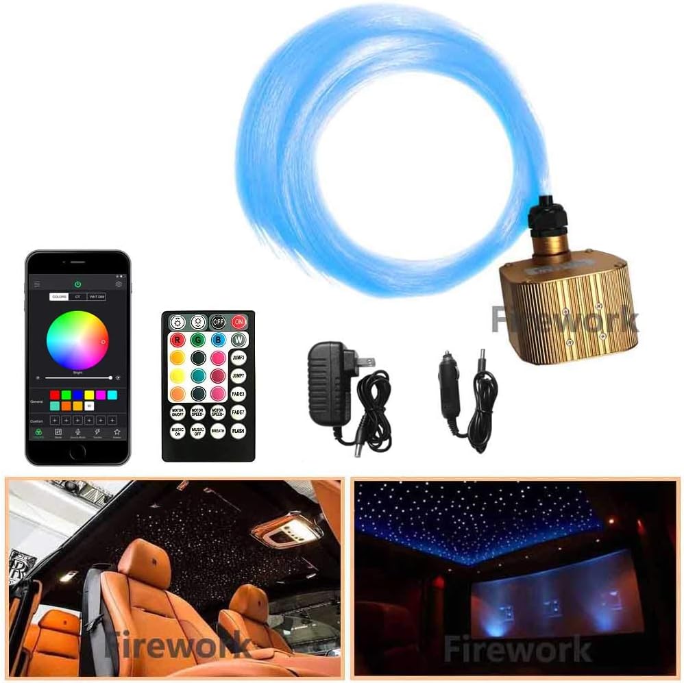 16W Twinkle Fiber Optic Star Ceiling Light Kit with APP Remote Music Mode RGBW LED 460pcs 9.8ft A40191