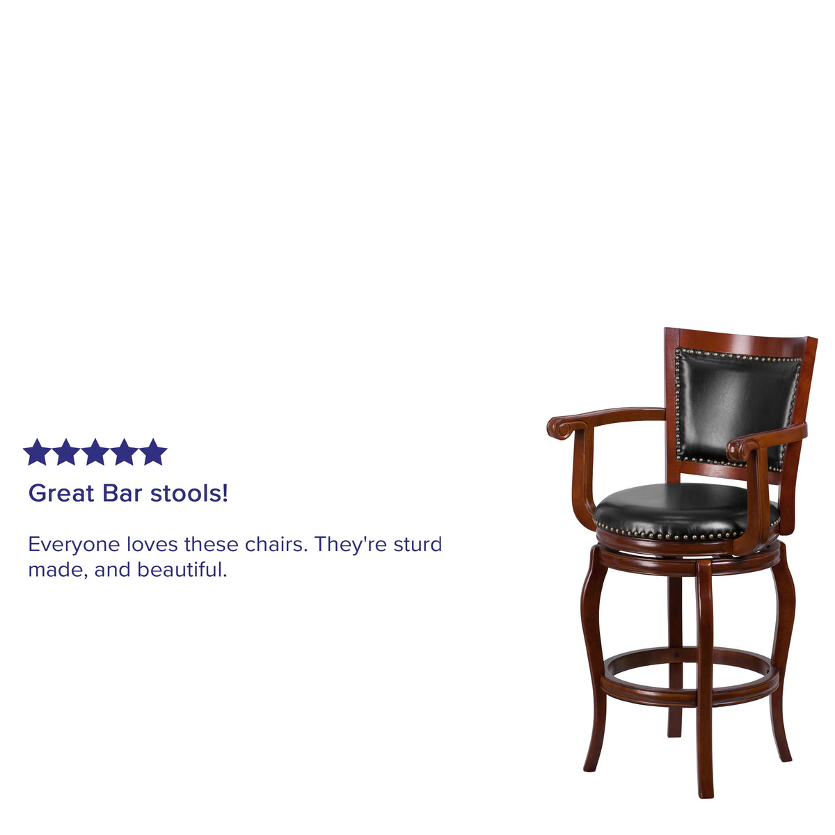 30'' High Cherry Wood Barstool with Arms R921408