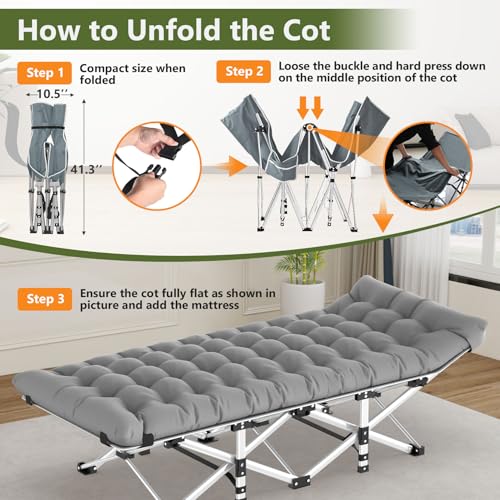 Black Folding Camping Cot with Carry Bag Y271774