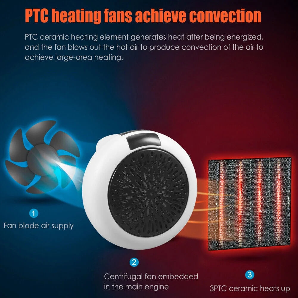 900W Plug in Electric Heater Fan with Remote Timer V254700