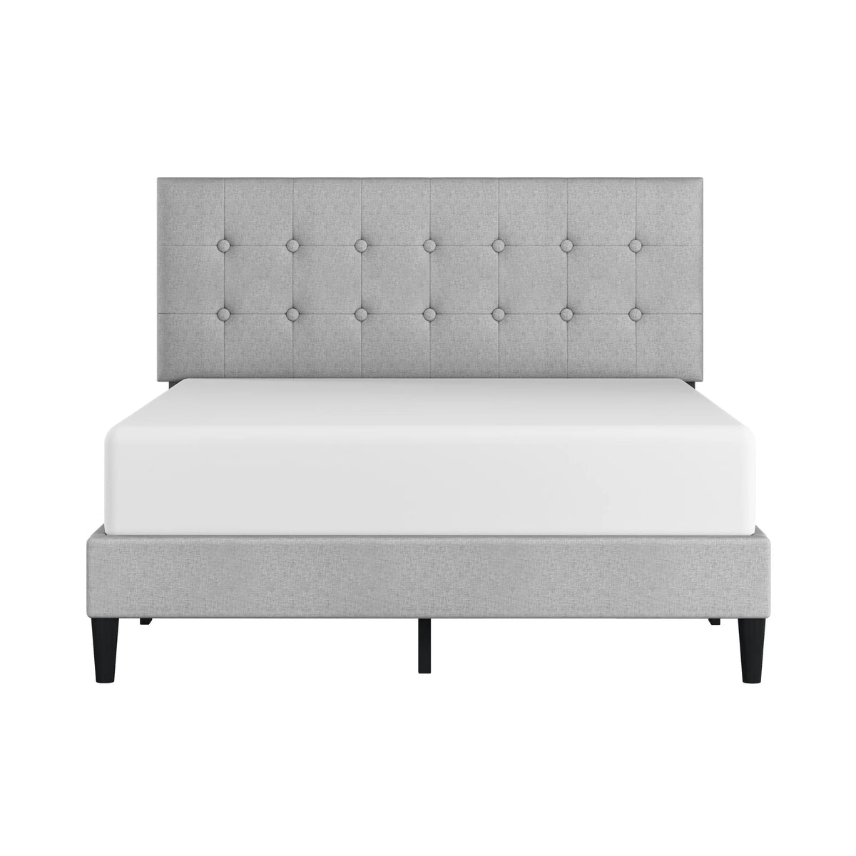 Light Gray Button Tufted Upholstered Queen Platform Bed F16676