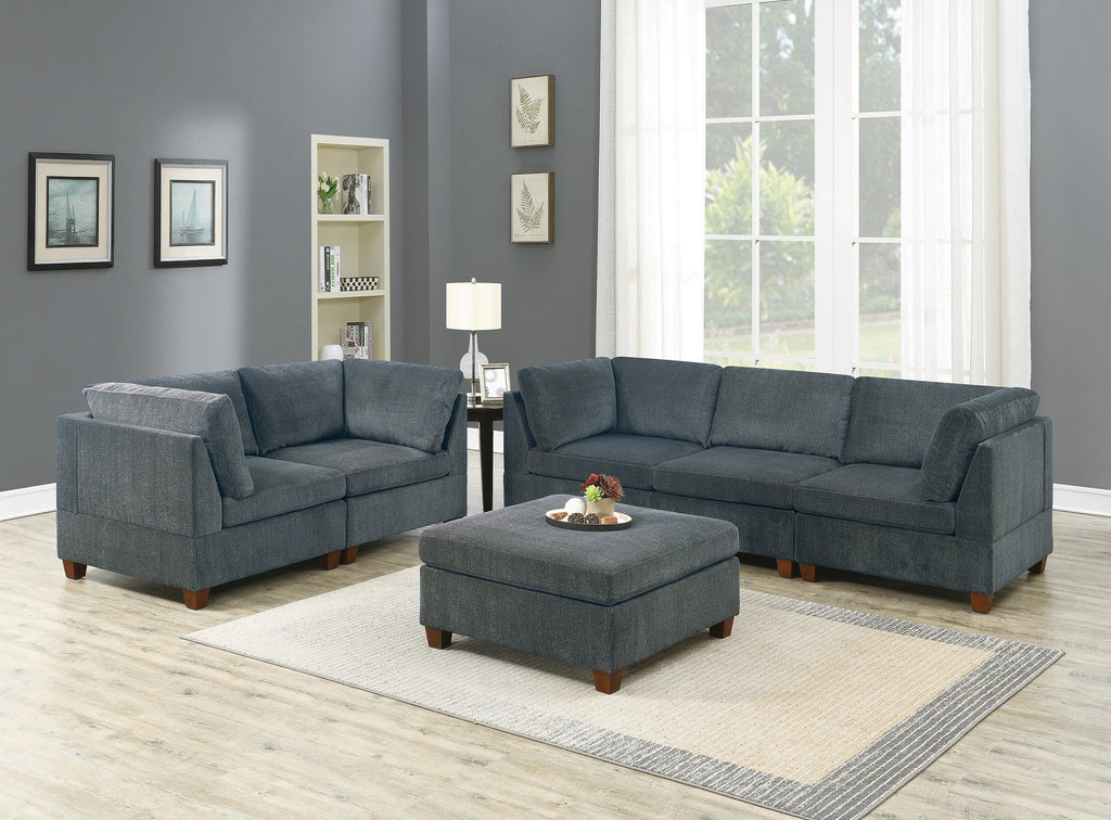 Grey Chenille 6pc Modular Sofa Set Z498