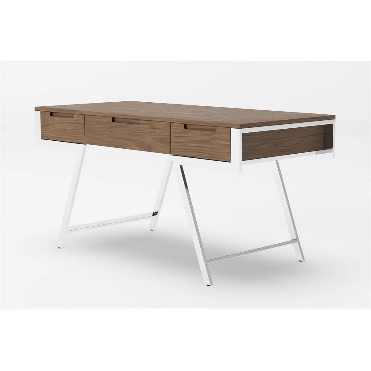 3 Drawer Walnut Chrome Desk F31328