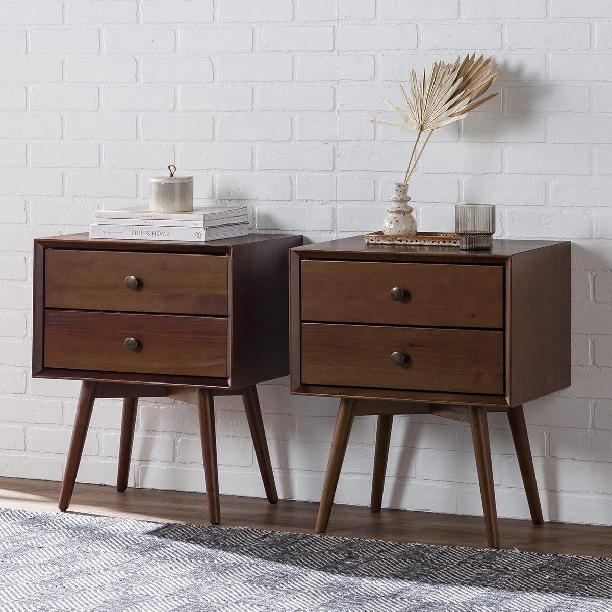 2 Piece 2 Drawer Solid Wood Nightstand Set K7385