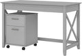 Dark Gray Hickory Writing Desk with 2 Drawer File Cabinet H253315